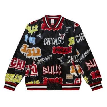 Imagem de Jaqueta Mitchell & Ness Slap Sticker Dupla Face Chicago Bulls Masculino-Masculino