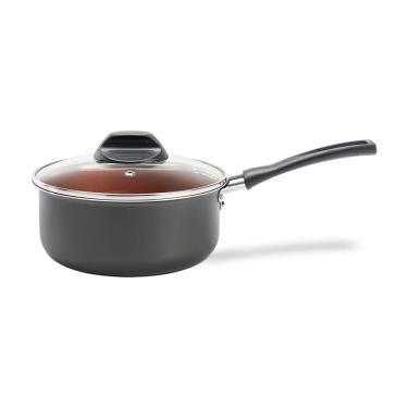 Imagem de Panela Brinox Topázio Antiaderente Pro-Flon Tampa de Vidro 1,8L 18cm Cinza Range