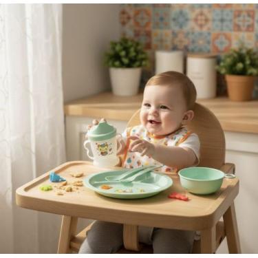 Imagem de Kit Alimentação Infantil Prato Com Divisórias Para Papinha Bebê Pratin