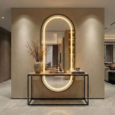 Imagem de Espelho Oval Corpo Inteiro 170X70 com LED 3 Intensidades Jateado Lopaz