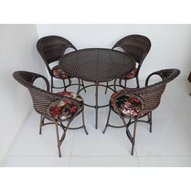 Imagem de Conjunto de Mesa e Cadeiras em Fibra Sintética Argila 