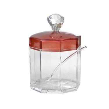 Imagem de Açucareiro sextavado com colher e tampa em acrílíco - Megagift, GOLD R