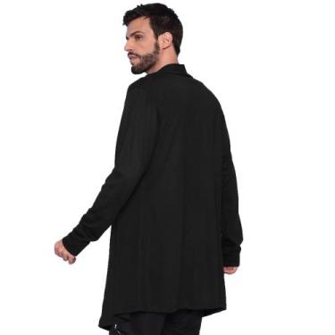 Imagem de Cardigan Masculino Básico Assimétrico Estiloso Meia Estação - Slim Fit