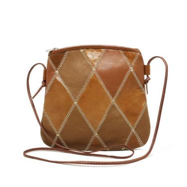 Imagem de Bolsa Feminina a Tiracolo de Retalhos Mosaico - Relicário, Caramelo