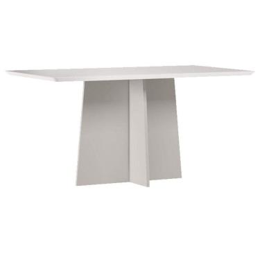 Imagem de Mesa De Jantar Anitta 160x90 Cm Com Vidro Off White - New Ceval