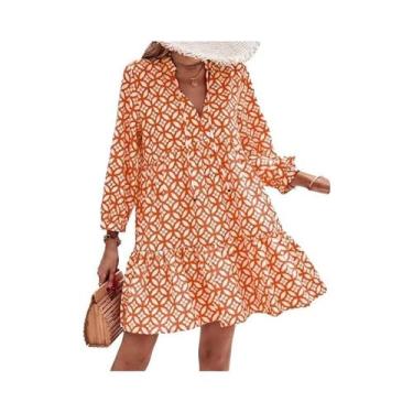 Imagem de Vestido De Verão Elegante Com Estampa E Decote Em V, Estilo Praia Sexy