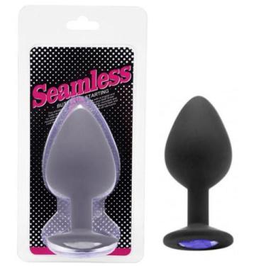 Imagem de Plug Anal Médio Em Silicone Macio Preto Seamless 8x3,5 cm