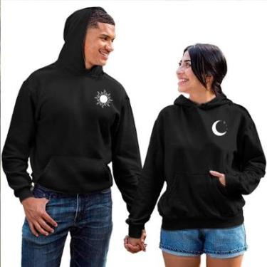 Imagem de Kit Moletom Masculino e Feminino 2 Blusas Canguru com Bolso e Capuz Sol e Lua-Unissex
