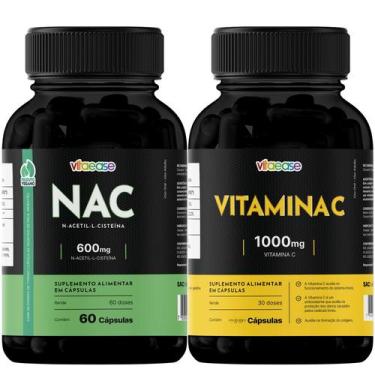 Imagem de NAC 600mg + Vitamina C 1000mg 120 Cápsulas Vitaease Combo:1 Kit
