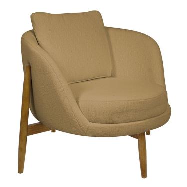 Imagem de Poltrona Decorativa Austin Base Madeira Bouclé Camel - Nexta Casa