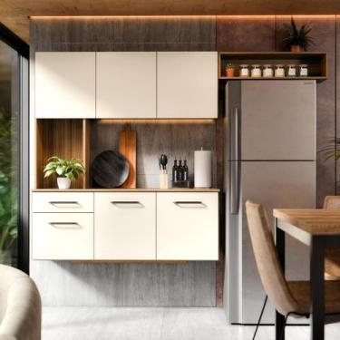 Imagem de Armário De Cozinha Joana Completo 6 Portas 1 Gaveta Com Balcão Compact