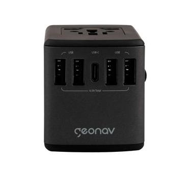 Imagem de Carregador Universal com Adaptadores de Viagem USB + USB-C Preto - Geonav - TLCH65BK