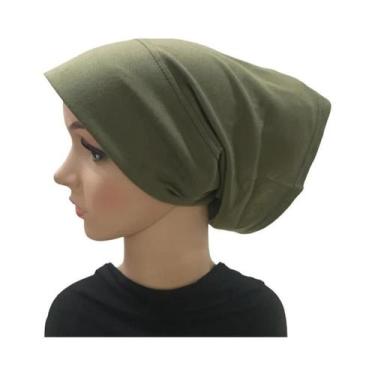 Imagem de Chapéu Tubular Feminino Hijab - Elástico, Cor Lisa e com Lenço de Pape