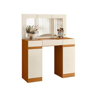 Imagem de Penteadeira Camarim Studio Com Luz de Led 2 Portas 3 Gavetas Branco Fo