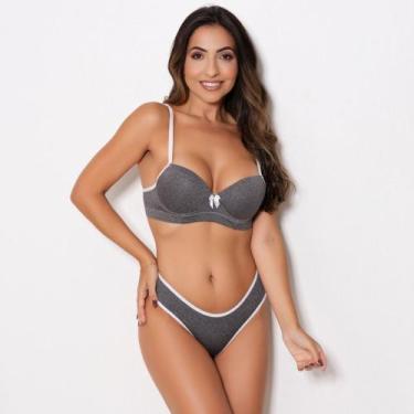 Imagem de Conjunto Básico Fio Duplo Mescla com Bojo e Arco Cor:BrancoTamanho:G -