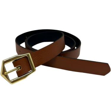 Imagem de Cinto Couro Legítimo Feminino Fino Básico Tradicional - RIJEERO, Caram