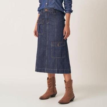 Imagem de Saia Jeans Midi Bolso Cargo Frontal-Feminino