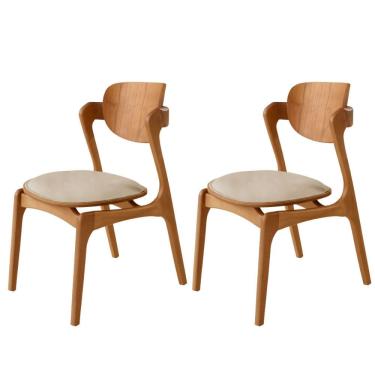 Imagem de Conjunto com 2 Cadeiras Madeira Solaris Gold Moderna Mobília
