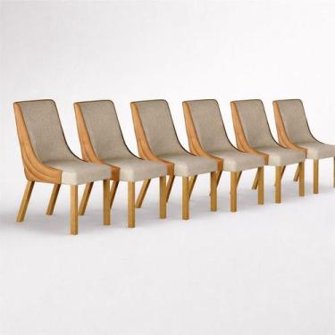 Imagem de Kit 6 cadeiras maciça de Jantar Estofada Bella- Arbo Design