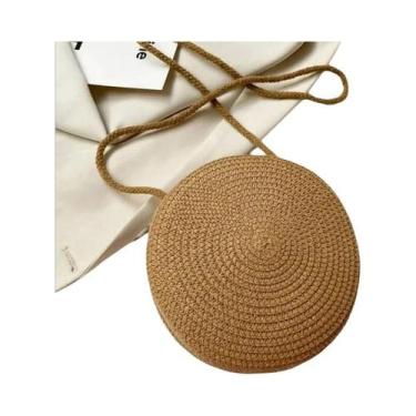 Imagem de Bolsa de Palha Minimalista Redonda - Bolsa Crossbody para Mulheres, Ca