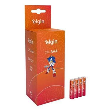 Imagem de 40 Pilhas Elgin Aaa Palito Zinco Carvão 1 Tubo C/40 Pilhas