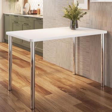 Imagem de Mesa De Jantar Retangular 4 Lugares Multimóveis CR50269 Cromado-branco Cromado-branco