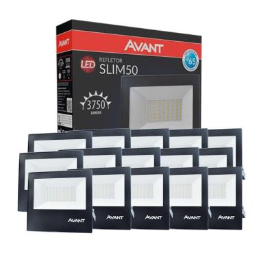 Imagem de Refletor Led Avant 50W 3000K Bivolt Preto 15 Unidades