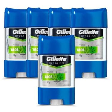 Imagem de Kit 5 Desodorantes Gillette Antitranspirante Gel Hydra Aloe 86g