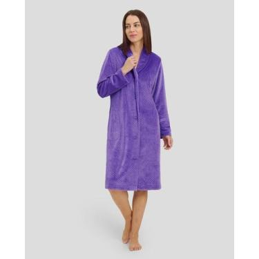 Imagem de Roupão Feminino de Veludo com Estampa Losango Roxo Lohe, Roxo, G