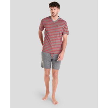 Imagem de Pijama Feminino Listrado Macio Vermelho Lohe, Vermelho, XG