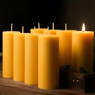 Imagem de Velas de cera de abelha MOSROAD 8 unidades 13 x 5 cm sem fumaça