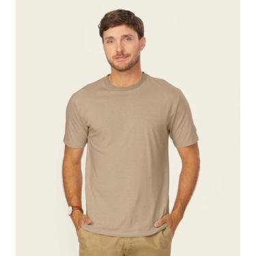 Imagem de Camiseta Masculina Meia Malha Listrada Linho Marrom - Diametro, P, Mar