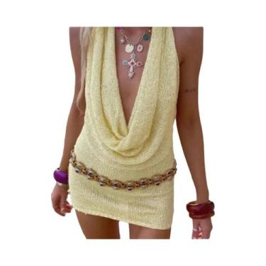 Imagem de Vestido Curto Sexy Vazado Com Amarrações Para Praia, Festa Na Piscina 