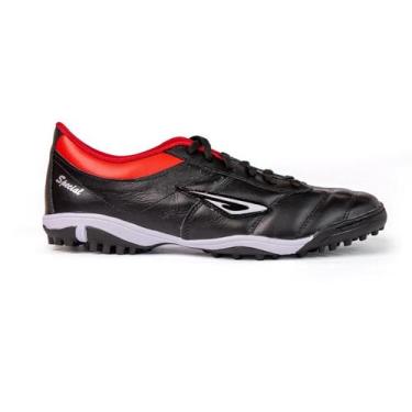 Imagem de Chuteira Society em Couro Diavolo Special II Preto/Vermelho - Bummer, 