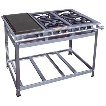 Imagem de Fogão a Gás 4 Bocas 30x30 Perfil 7 Baixa Pressão Luxo Inox com Chapa C