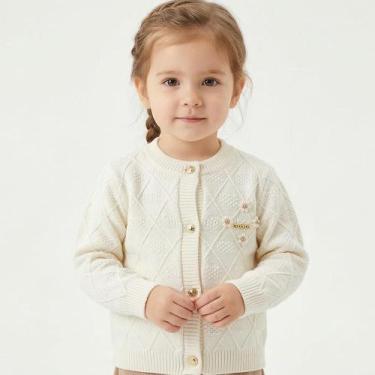 Imagem de Casaco Losango Trabalhado Tricô Kids Pérola Off White, 1, Branco