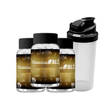 Imagem de Kit 3x Vitamina B12 Leve Vida 30 Cápsulas Coqueteleira Amostras Grátis