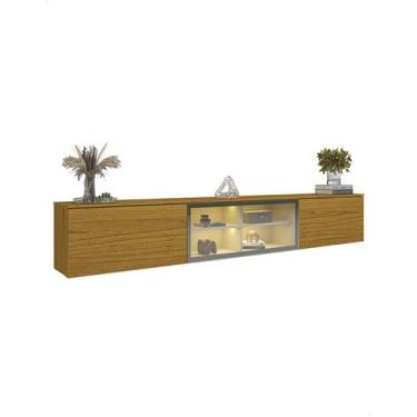 Imagem de Rack Nicho Suspenso Led Reflecta 3 Porta Matiz 2150 Madeira - NC-Shop