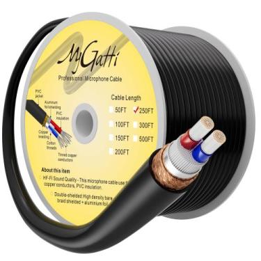 Imagem de Cabo de microfone XLR Mygatti 250 pés/76 m 21AWG OFC de 2 condutores