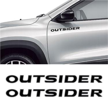 Imagem de Kit 2 Adesivos Outsider Vinil Plotado 35x3cm para Carro Recorte Eletrônico Preto Teu Adesivo