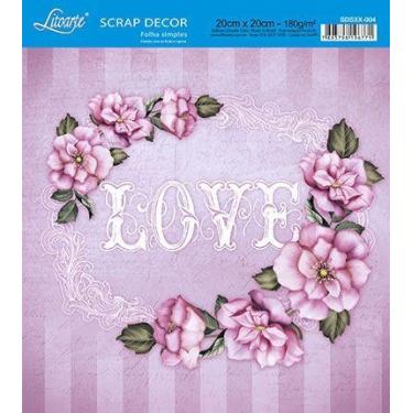 Imagem de Papel Scrap Decor Folha Simples 20x20 Love SDSXX-004 - Litoarte