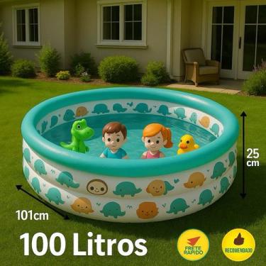 Imagem de Piscina Inflável Infantil com Estampa de Animais - Diversão Garantida 
