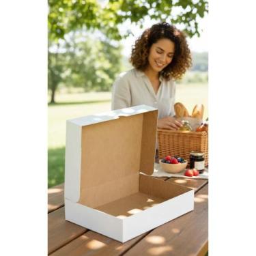 Imagem de 20 Caixas Presente Branco 15,5x22x5cm - Embalagem Elegante - Congratul
