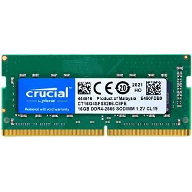 Imagem de Crucial Módulo de memória DDR4 SDRAM de 16 GB - para notebook - 16 GB - DDR4-2666/PC4-21300 DDR4 SDRAM - CL19-1.20 V - não-ECC - sem buffer - 260 pinos - SoDIMM (CT16G4SFS8266)