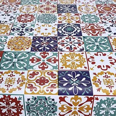 Imagem de Toalha De Mesa Térmica Impermeável Pvc Azulejo Color Redondo