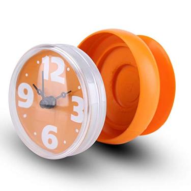 Imagem de Relógio de parede para banheiro à prova d'água para jato de água movido a bateria sem tique-taque relógios analógicos silenciosos (laranja)