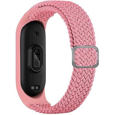 Imagem de Pulseira Trançada para relogio Xiaomi Mi Band 6,5,4,3 Correia elástica ajustável esportiva Pulseira de substituição para Mi Band 6 5 4 3 (Rosa)