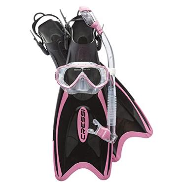 Imagem de Conjunto de Snorkel para Viagem Premium Leve para Adultos – Máscara e Barbatanas feitas na Itália | Conjunto LAF da Cressi: Qualidade desde 1946, rosa, M/L | US Man 8.5/11 | US Lady 9.5/12