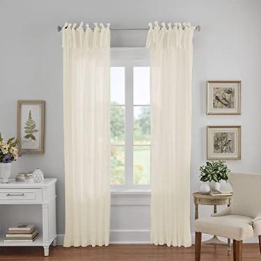 Imagem de Elrene Home Fashions Cortina de cortina de janela de painel único com laço ajustável semitransparente, 132 cm x 274 cm (1, marfim