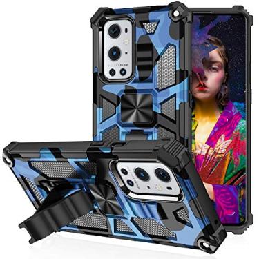 Imagem de Mobile phone accessories Para for OnePlus 9 camuflagem armadura à prova de choque TPU + PC caso protetor magnético com suporte phone case